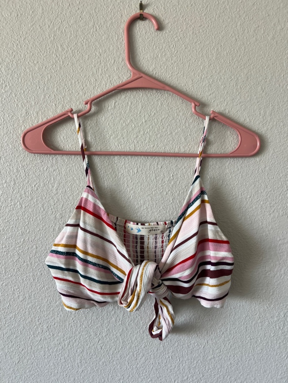 Striped Tie-Front Camisole Top in Multi-Stripe